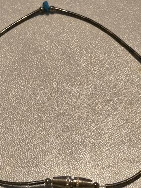 Liquid Sterling Silver Bead Necklace with Turquoise Nugget Accents